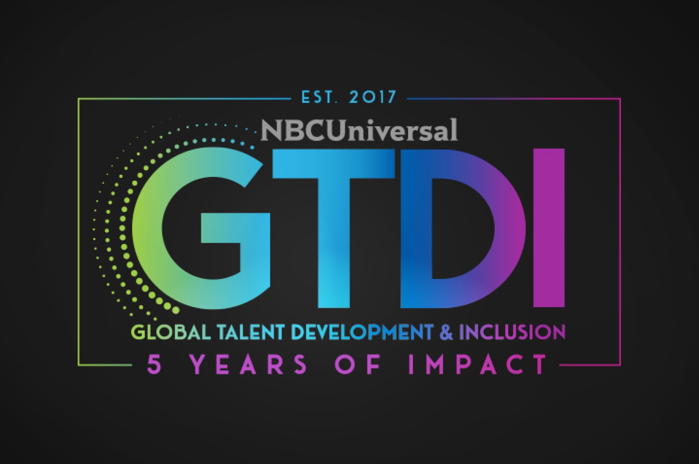 Global Talent Development & Inclusion, GTDI's Logo. Celebrating it's 5 year anniversary it includes the tag line '5 years of impact' and established 2017.