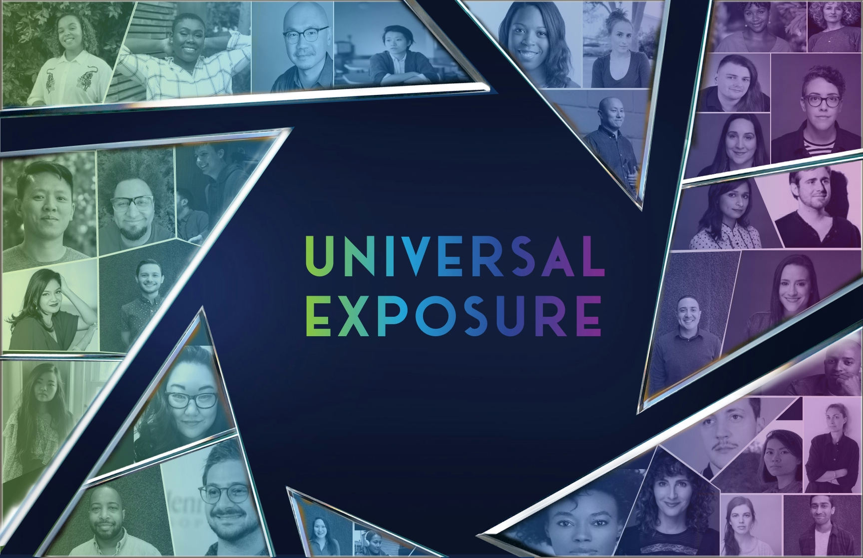 Graphic asset of GTDI alumni faces with the words Universal Exposure centered. Coming Soon.